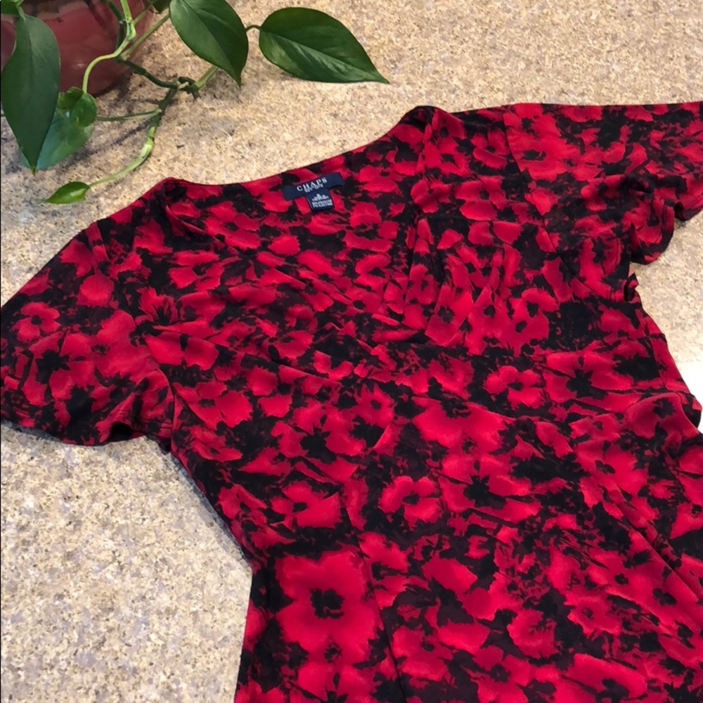 Chaps Red and Black Dress Size Small With FLAWS